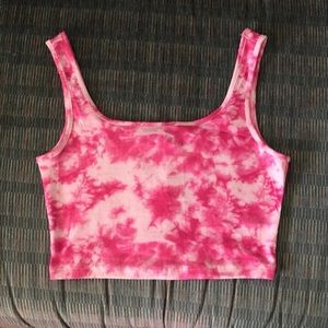 Pink Tie Dye Crop Tank Top